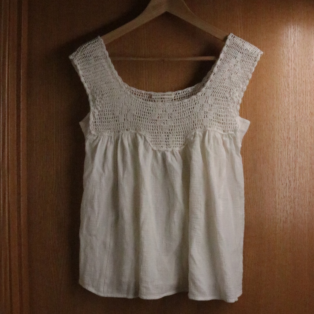 Crochet Gauzy White Ulla Johnson Tank Top Sz 4